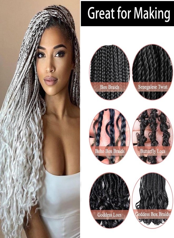 Yuriait French Curl Braiding Hair White 24 Inch Loose Wave Spiral Crochet Hair for Women Pre Stretched with Curly Ends for Box braids Boho Twist Bouncy Curls Extensions (24in, 4packs, white#) - Image 2